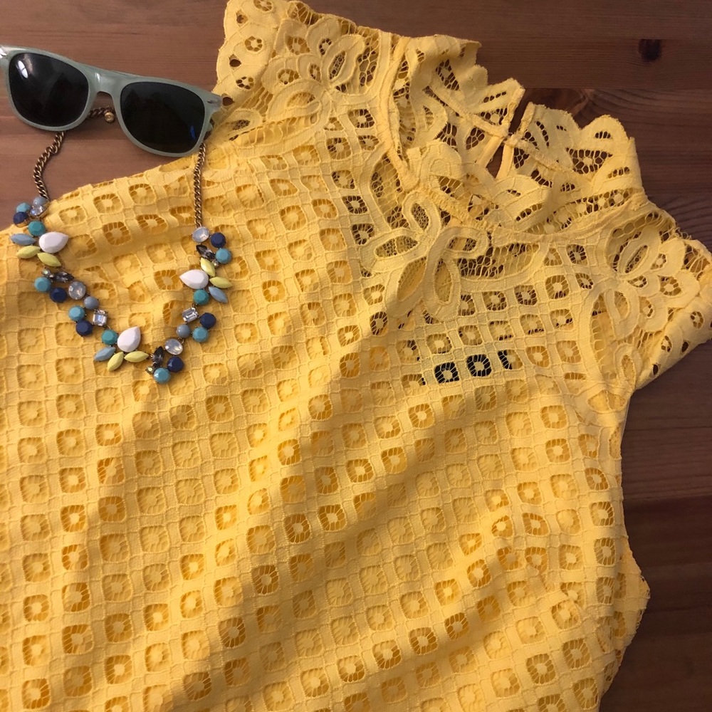 NWT yellow lace top
